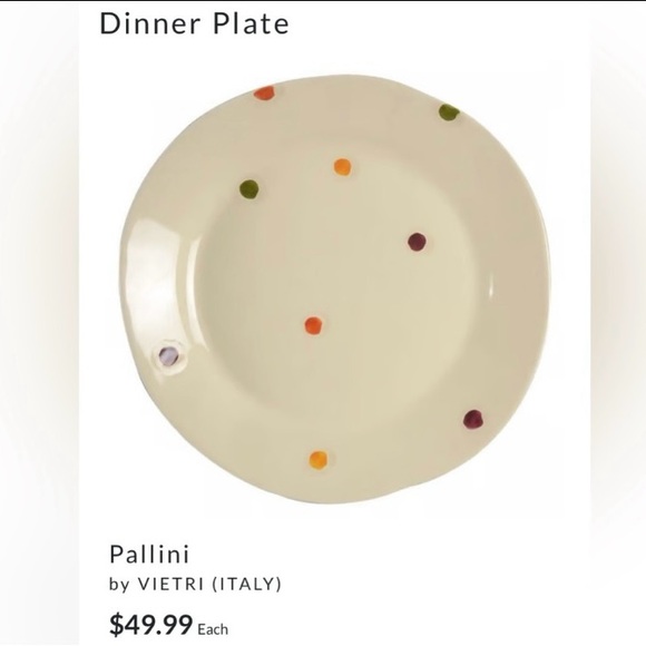 Vietri Pallini Dinner Plates. Polka dot. Width: 12 in, made in Italy set of 2 - Picture 2 of 7